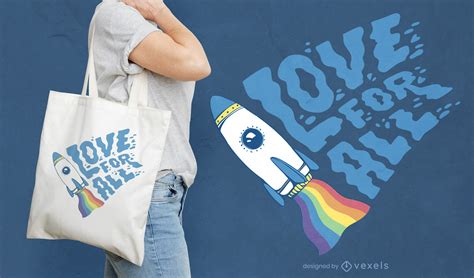 Pride Flag Spaceship Tote Bag Design Vector Download