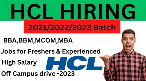 Bulk Hiring Hcl Hiring Batch Off Campus