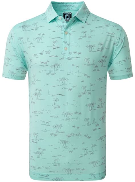 FootJoy Mens Tropic Golf Print Lisle Polo Shirt Golfonline