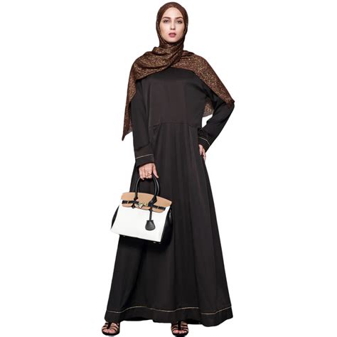 2019 New Fashion Women Muslim Maxi Dress Lace Up Long Sleeve Abaya