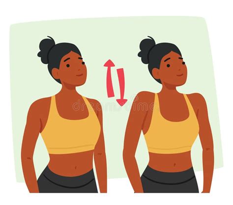 Woman Character Performing Neck And Shoulder Exercises Stretching And