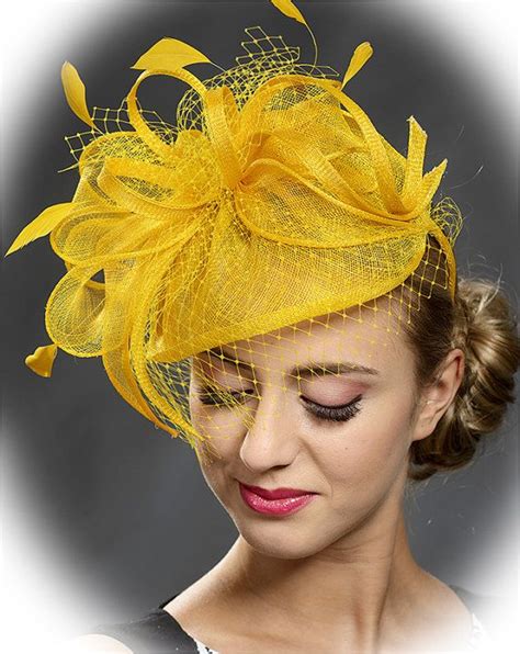 Yellow Trendy Fascinator Hat For The Weddings Races Parties Etsy In