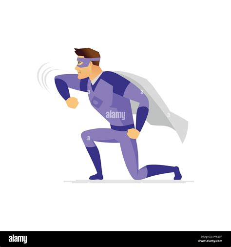 Superhero Modern Cartoon People Character Colorful Illustration Stock