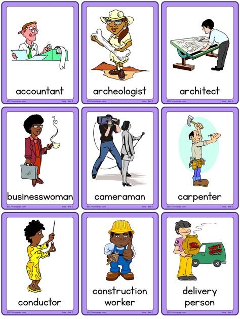 Jobs Flashcards Set C Esl Flashcards