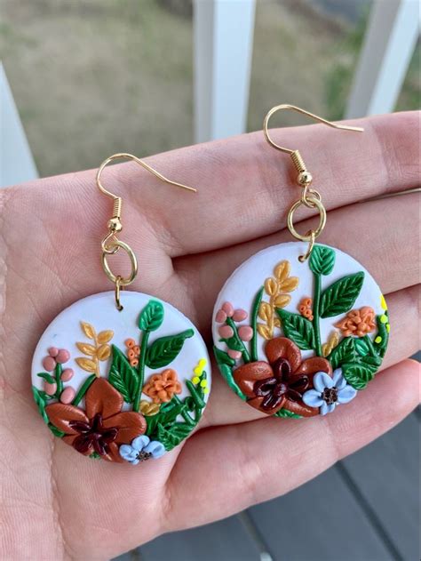 Custom Earrings On Etsy Polymer Clay Earrings Polymer Clay Flowers