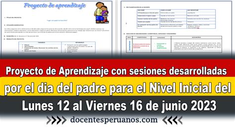 Proyecto De Aprendizaje Con Sesiones Desarrolladas Por El Dia Del Padre