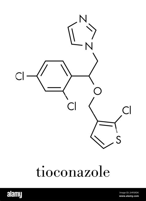 Tioconazole Antifungal Drug Molecule Skeletal Formula Stock Vector