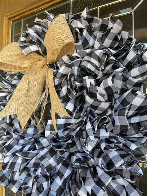 Buffalo Plaid Ribbon Wreath Christmas Wreath Ribbon Wreath Etsy