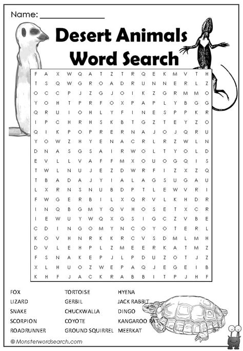 Desert Animal Word Search