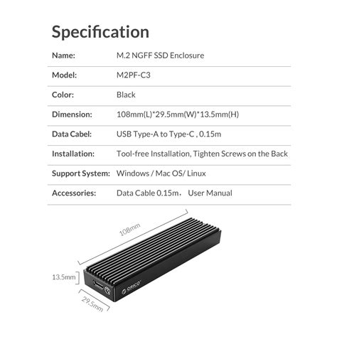 Orico M Pf C M Ngff Ssd Enclosure