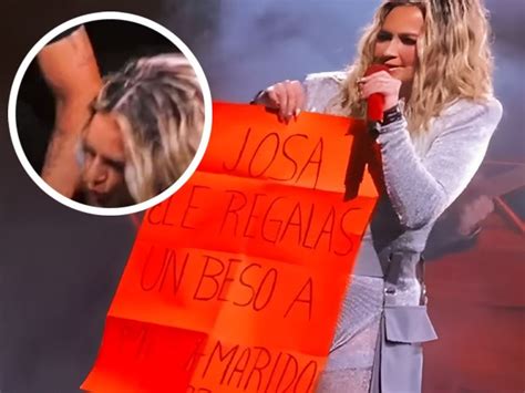 María José besa a exesposo de una fan para complacerla en un show y el