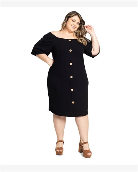 Riachuelo Vestido Plus Size De Ribana Secret Glam Preto