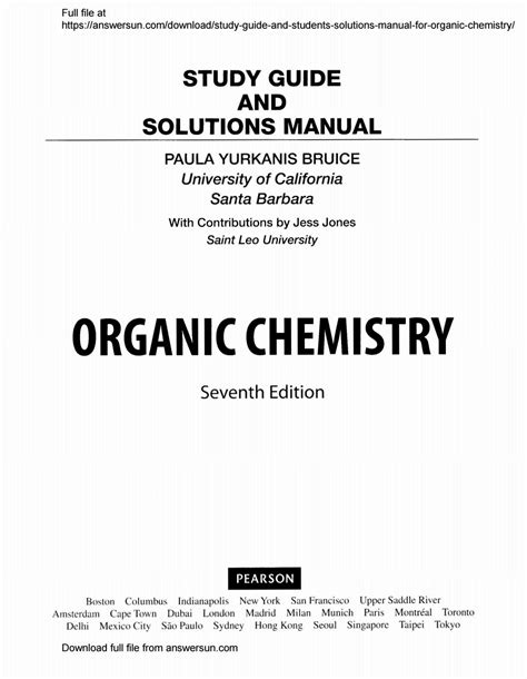 Solutions Manual For Organic Chemistry 7th Edition By Paula Y Bruice