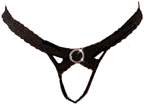 String Ouvert Mit Strassdetail Schwarz Offen Im Schritt Damen