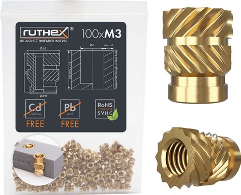 Ruthex Threaded Insert M3 100 Pieces 3DJake