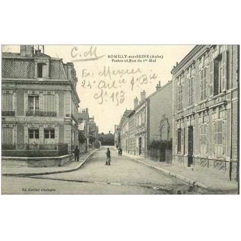 Carte Postale Ancienne Romilly Sur Seine Les Postes Rue Du Er Mai