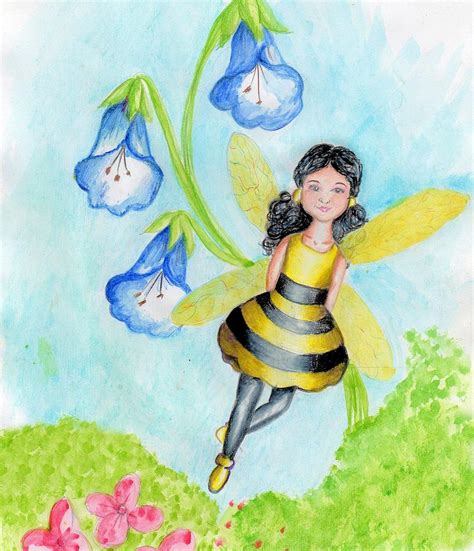 Fairy Bee Drawing By Diego Chacon B