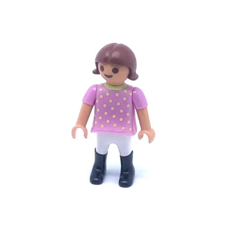 PLAYMOBIL ENFANT MODERNE Fille Chatain Cavalière T Shirt Rose à