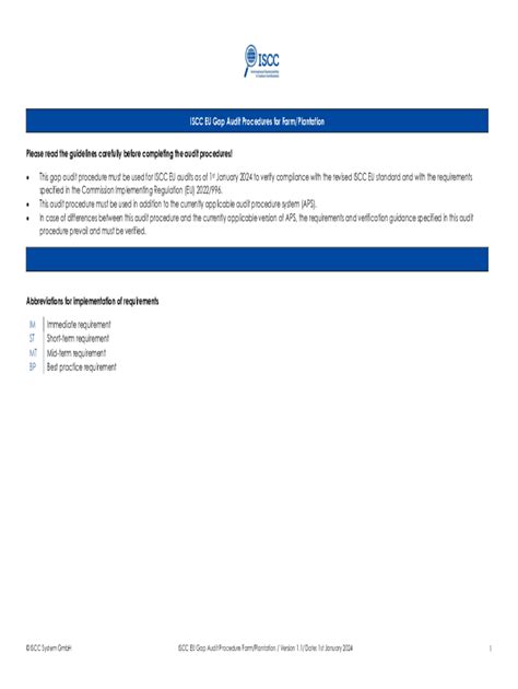 Fillable Online Iscc Eu And Iscc Plus Audit Procedures For Farm