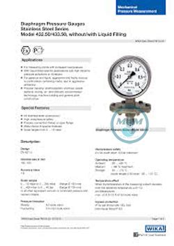 Pressure Gauge WIKA Model 432 56 And Model 432 36 PT MURI SUKSES MANDIRI