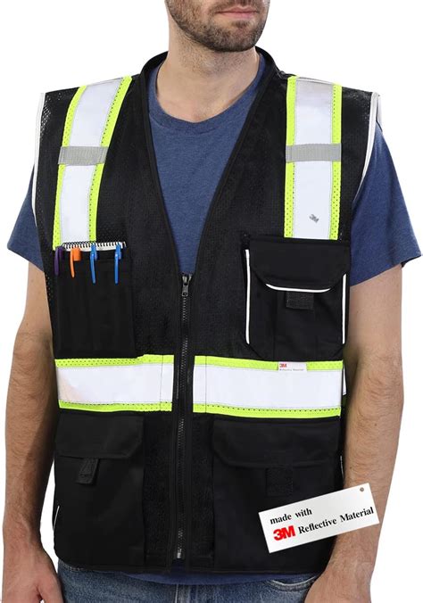 High Visibility Reflective Yellow Mesh Safety Vest With Pockets Ansi