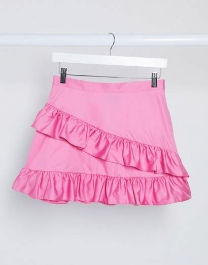 Miss Selfridge Poplin Ruffle Mini Skirt Co Ord In Pink