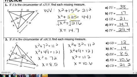 Circumcenter And Incenter Worksheet