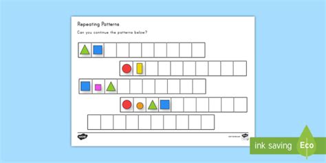 Repeating Shape Patterns Activity Math Twinkl