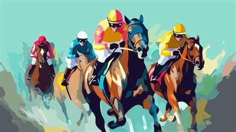 Affiche De Courses De Chevaux Avec Des Chevaux De Sprint Et Des Jockeys