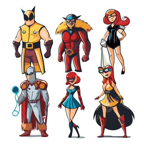 Costume Contest Vector Sticker Clipart Cartoon Characters For Super Heroes And Villains