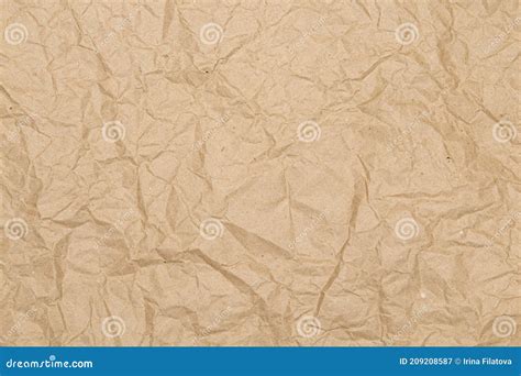 Crumpled Brown Wrapping Paper Texture And Background Stock