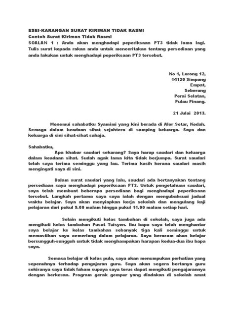Contoh Surat Kiriman Rasmi Spm Format Surat Rasmi Dan Contoh Surat