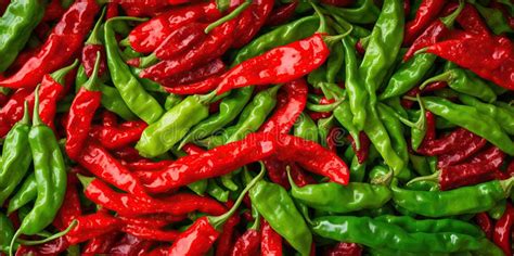 Background Of Hot Red And Green Peppers Top View Stock Illustration Illustration Of Product