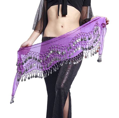 Rows Belly Dance Hip Skirt Scarf Wrap Belt Hipscarf With Goin Silver