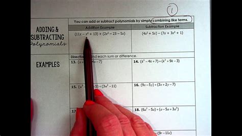 Classifying Adding And Subtracting Polynomials Youtube