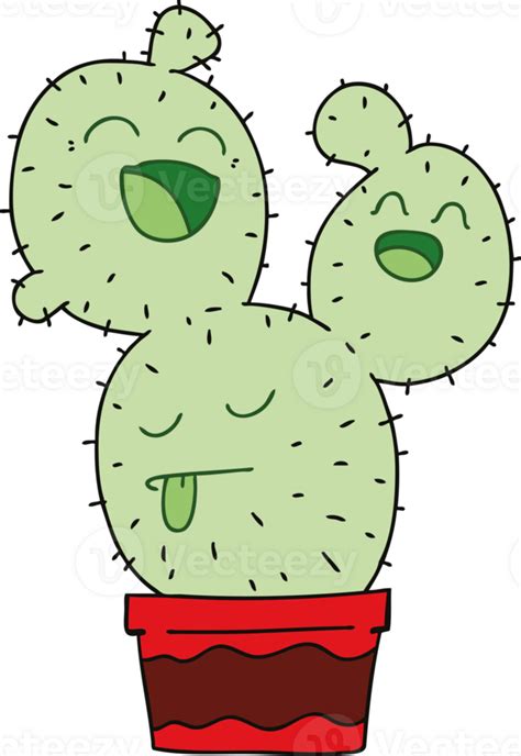 Quirky Hand Drawn Cartoon Cactus 44959666 Png