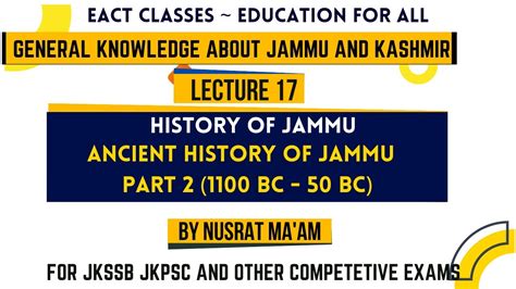 Lec Ancient History Of Jammu Part Bc Bc By Nusrat