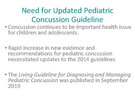 Living Guideline For Diagnosing And Managing Pediatric Concussion