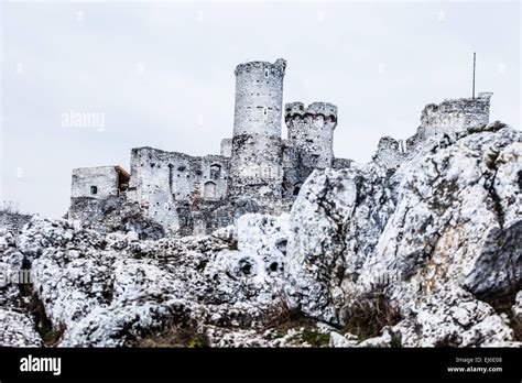 The Old Castle Ruins Of Ogrodzieniec Fortifications Poland Stock Photo