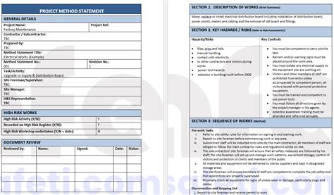 Electrical Works Method Statement Free Download Example