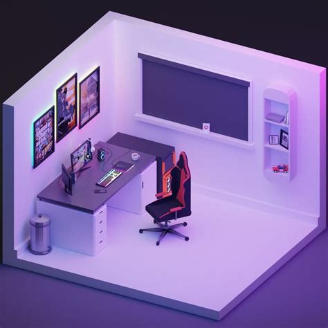 D Isometric Gaming Room Blender Game Room Design Gaming Room