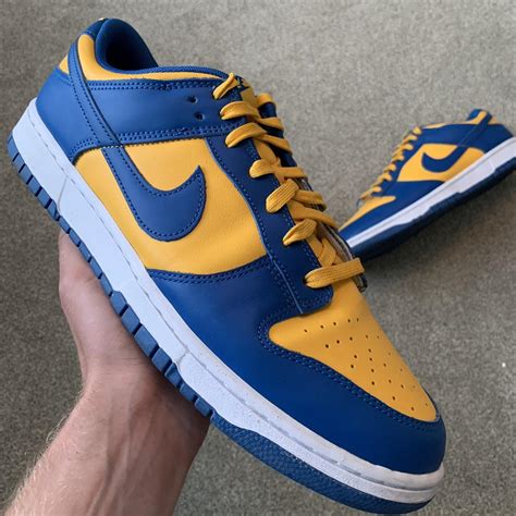 Nike dunk low retro UCLA “IKEA” Blue yellow Size -... - Depop