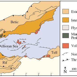 Geological Map Of The Alboran Sea And The Rif Betic Cordillera After