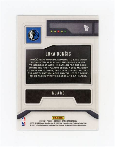 Luka Doncic Panini Donruss Optic T Minus Dallas Mavericks