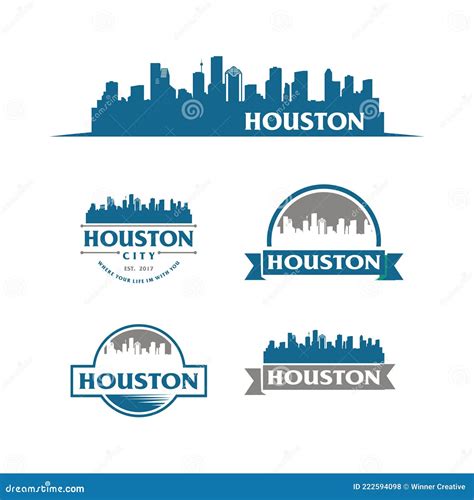 Houston Usa Skyline Logo Houston Cityscape And Landmarks Silhouette