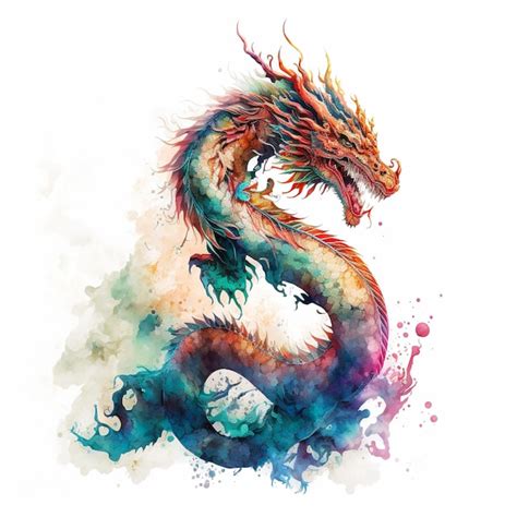 Premium Photo Chinese Dragon On White Background Generative Ai