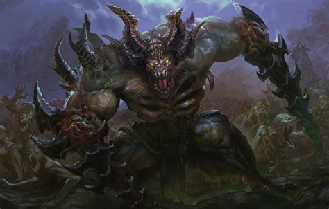 Wallpaper darkness, army, the demon, horns, art, dota 2, undying images ...