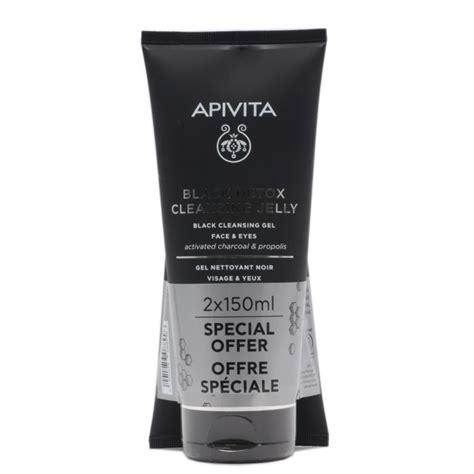 Apivita Gel Limpiador Negro Black Detox 150ml X 2 Duplo FarmaSoler