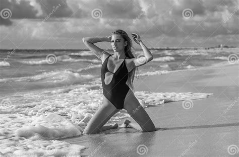 Woman In Bikini On The Tropical Beach Summer Portrait Of Young Beautiful Girl On Beach With