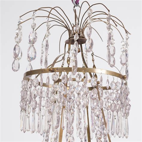 A Late Gustavian Gilt Brass And Cut Glass Eight Light Chandelier Circa